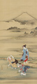 Women Planting Rice, Teisai Hokuba (Japanese, 1771–1844), Hanging scroll; ink and color on silk, Japan
